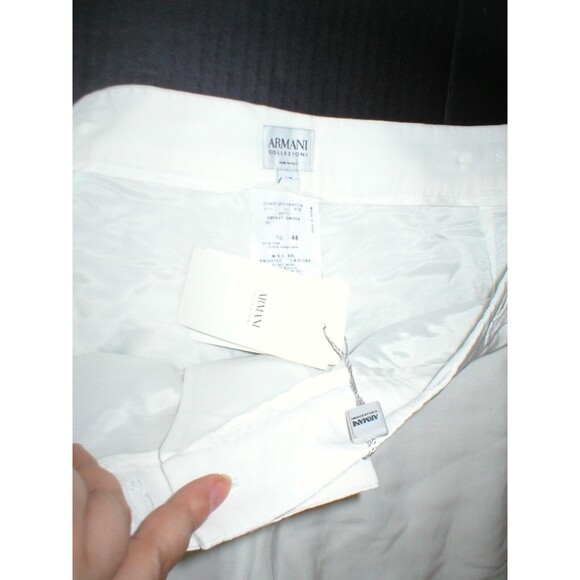 New Womens 34 X 37 NWT Designer Armani Collezioni Pants 48 Italy White Tall Line - Picture 4 of 8